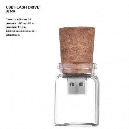 Wooden - Glass ER BOTTLE UL909 Pendrive with logo