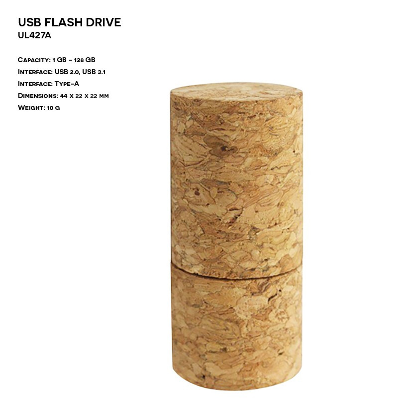 Reklamowy Pendrive ER KOREK do butelki UL427A Drewniany