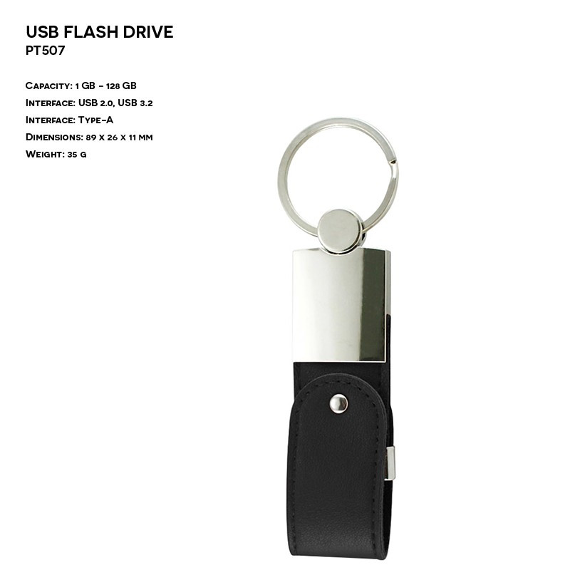 Pendrive z tłoczonym logo ER BRELOK PT507 Skórzany