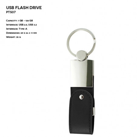 Pendrive z tłoczonym logo ER BRELOK PT507 Skórzany