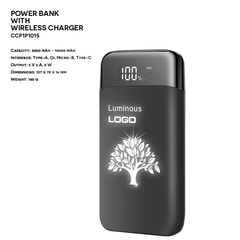 Power Bank z Ładowarką Bezprzewodową ER CLASSIC CC1P1015 QI Plastikowy