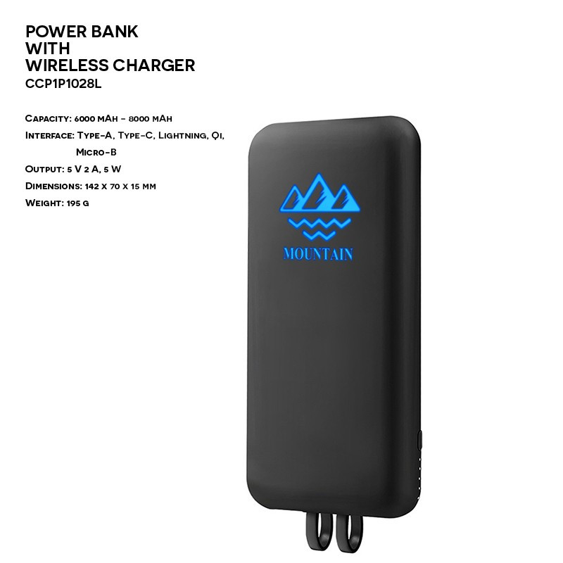 Power Bank z Ładowarką Bezprzewodową ER CLASSIC CC1P1028L QI Plastikowy