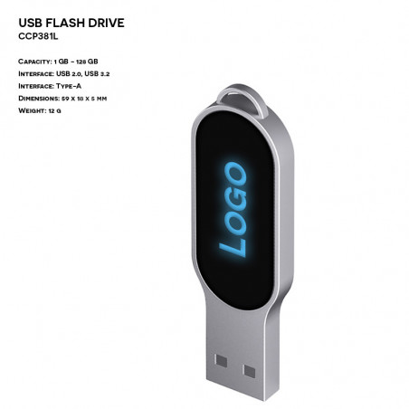 Pendrive ER CLASSIC CC381L Metalowy z podświetlanym logo