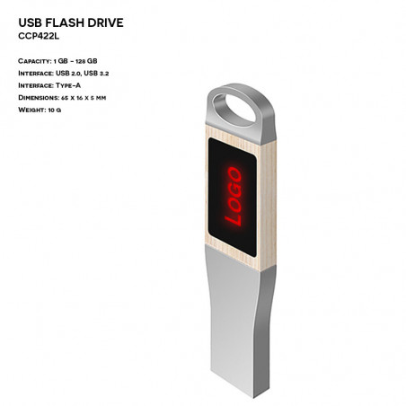 Wooden - Metal ER CLASSIC CCP422L Pendrive with illuminated logo