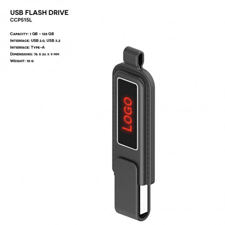 Leather Promotional Pendrive with backlit logo ER CLASSIC CCP515L