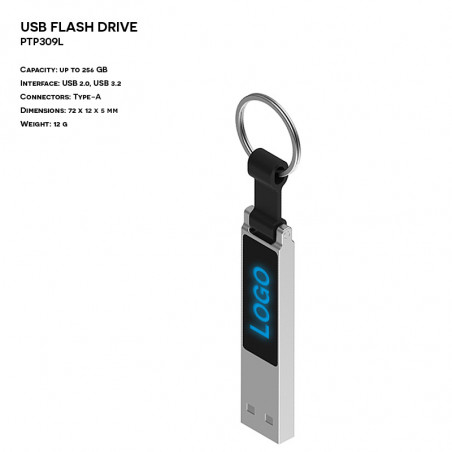 Pendrive z podświetlanym logo ER BRELOK PT309L Metalowy