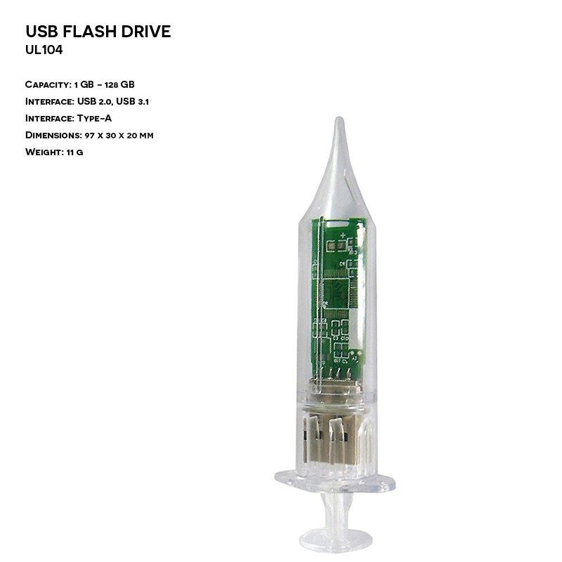 Plastic ER SYRINGE UL104 Pendrive for pharmaceutical companies