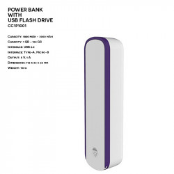 Power Bank z Pamięcią Flash USB ER CLASSIC CC1P1001 Plastikowy
