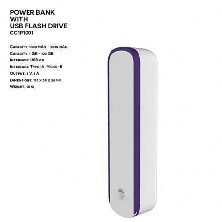 Power Bank z Pamięcią Flash USB ER CLASSIC CC1P1001 Plastikowy