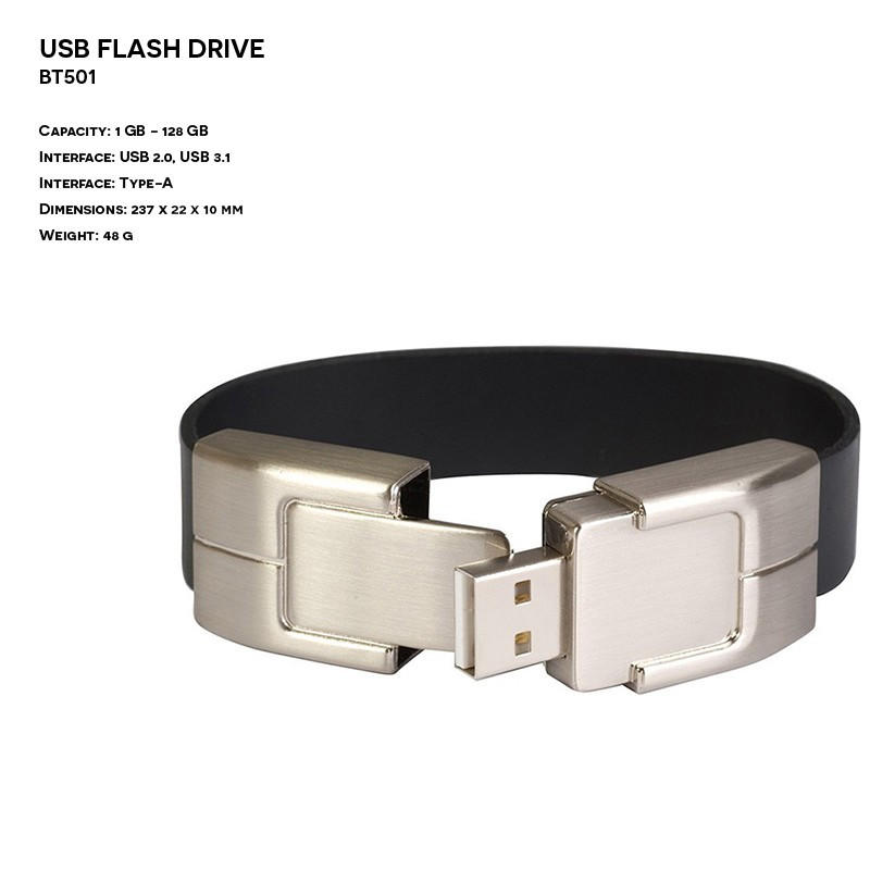 Leather ER BRACELET BT501 Pendrive with debossed logo