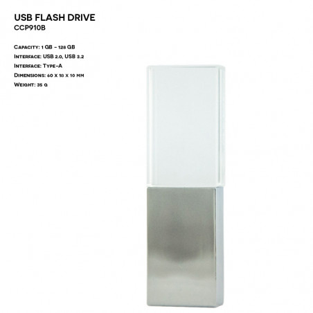 Pendrive ER CLASSIC CC3910L Metalowo - Szklany z podświetlanym logo