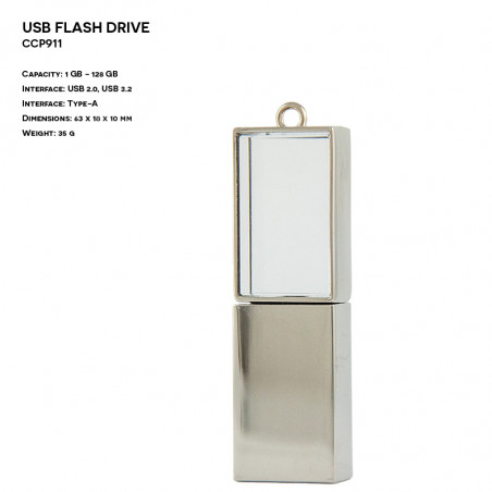 Pendrive ER CLASSIC CCP911 Metalowo - Szklany z logiem 3D
