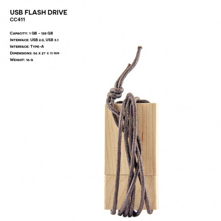 Pendrive ER CLASSIC CC411 Drewniany z grawerowanym logo