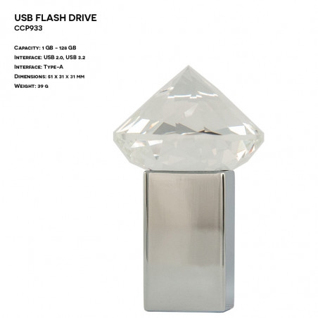 Brylantowy Pendrive ER CLASSIC CCP933 Metalowo - Szklany